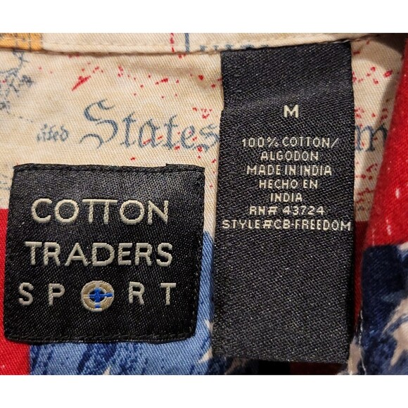 VTG Cotton Traders Sport Men's Medium Short Sleeve Button American Flag Freedom - Picture 4 of 4